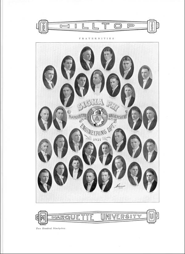 Henry Bleck with Sigma Phi Engineering Fraternity, 1921